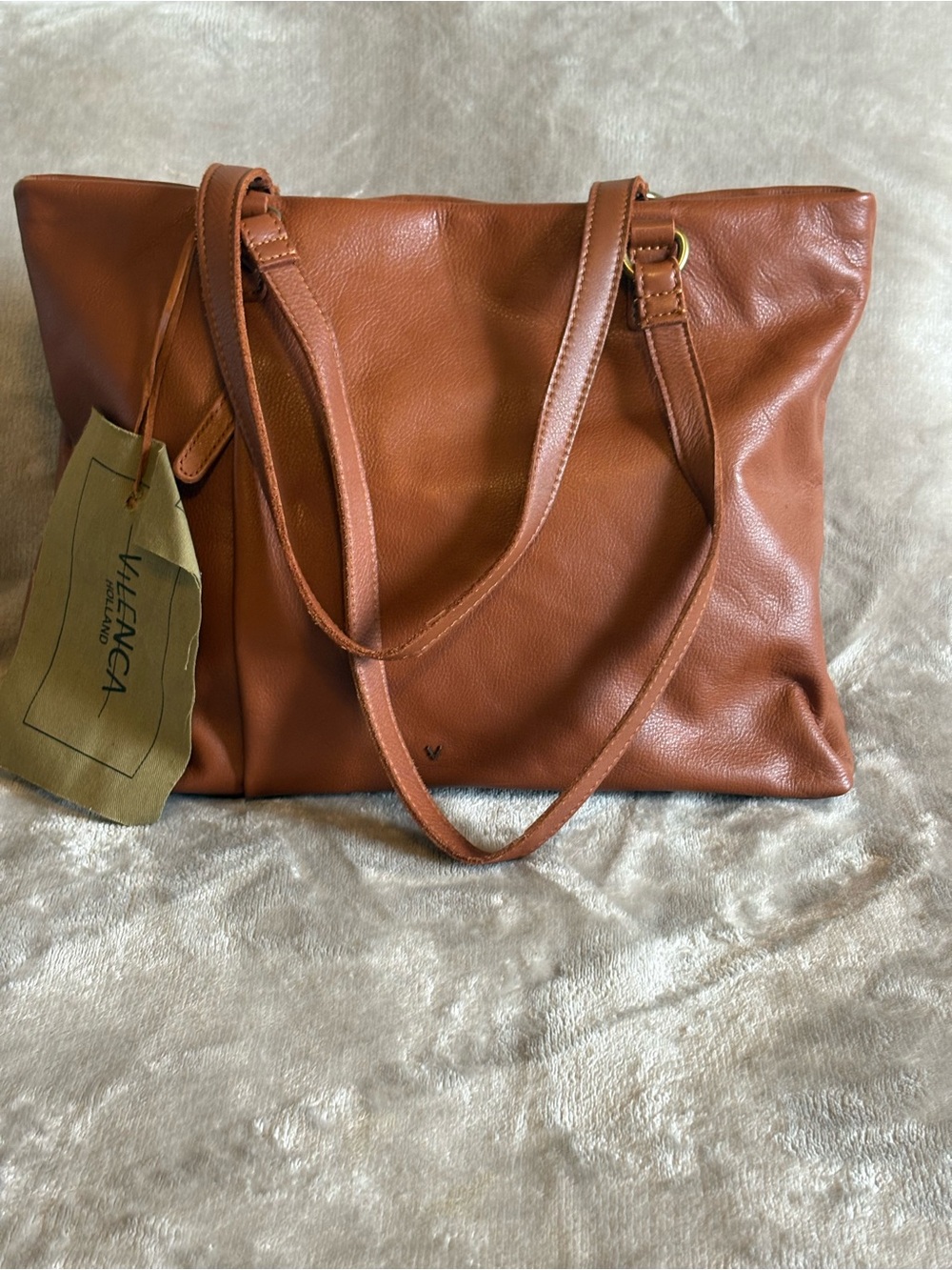 Valenca Italian Leather Tote in Cognac